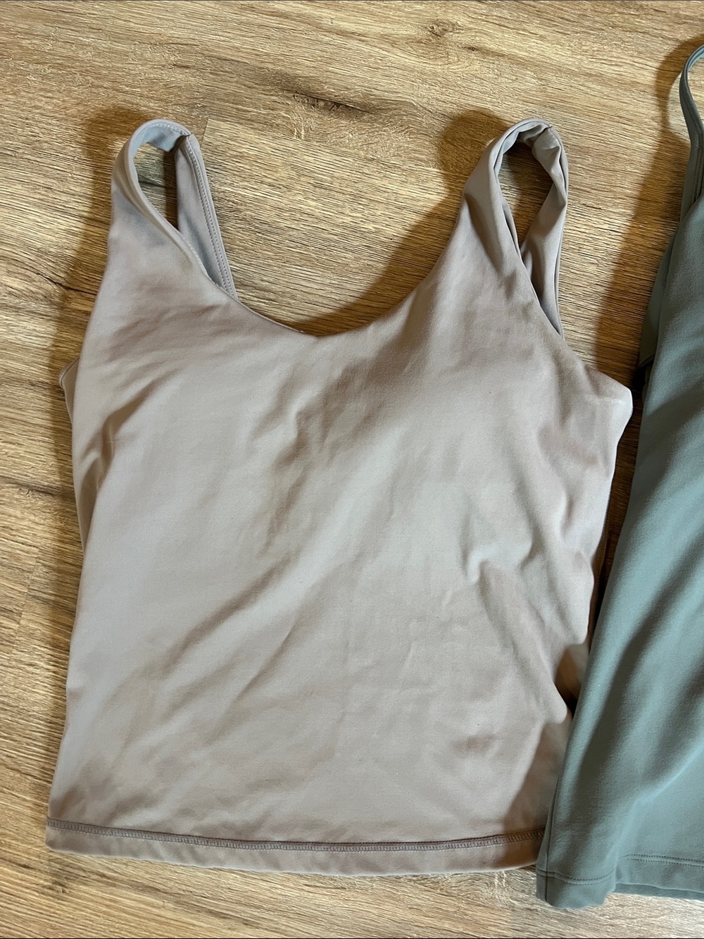 Scoop Neck Tank Tops in Taupe and Sage Green - Picture 4 of 9